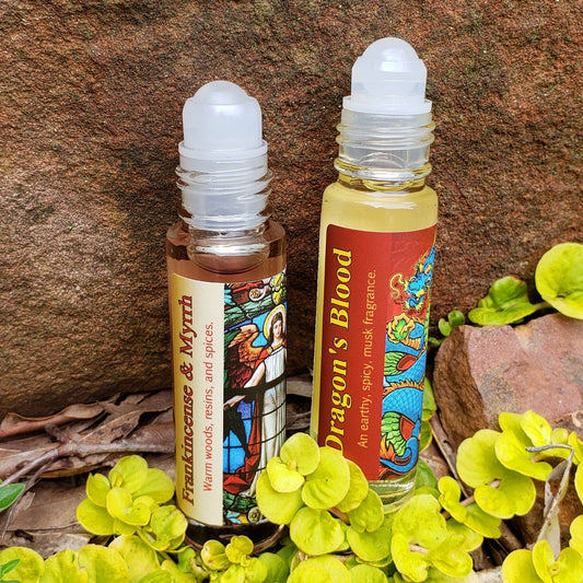 dragons blood perfume, frankincense and myrrh perfume oil rollon