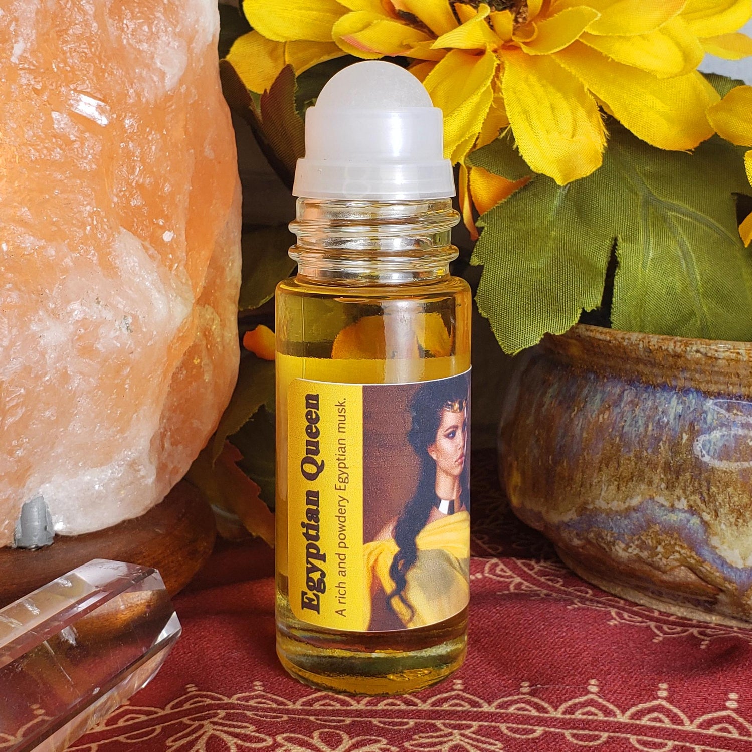 large one ounce bottle of egyptian musk perfume oil showing the rollerball